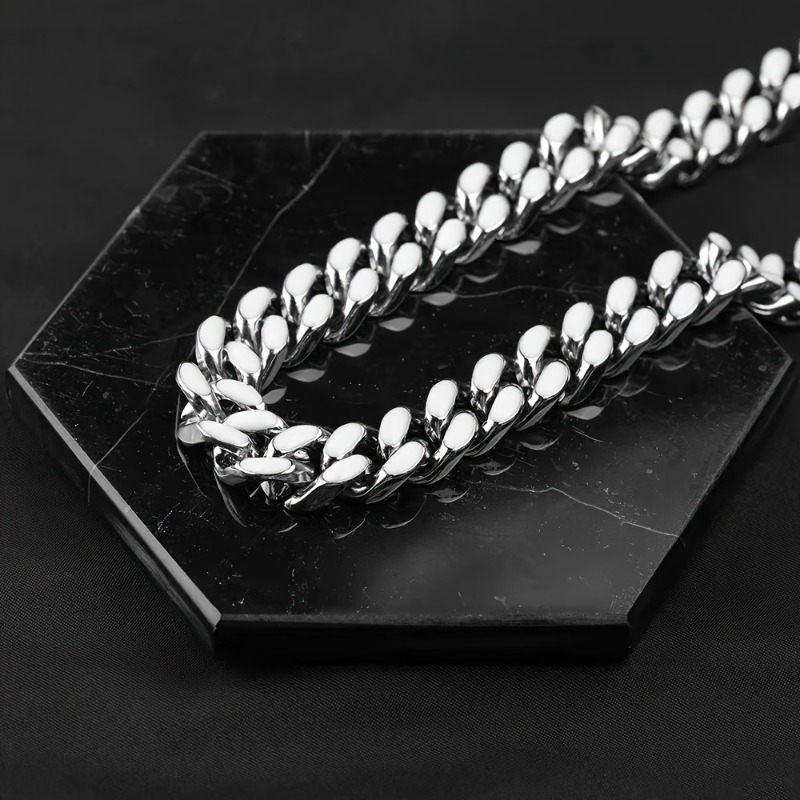 Women's Shiny Cuban Link Necklace, Polished Finish